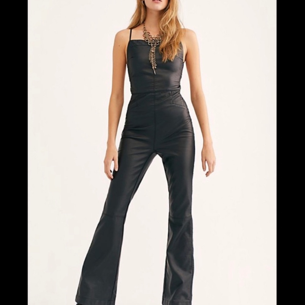 Free People Faux Leather Jumpsuit